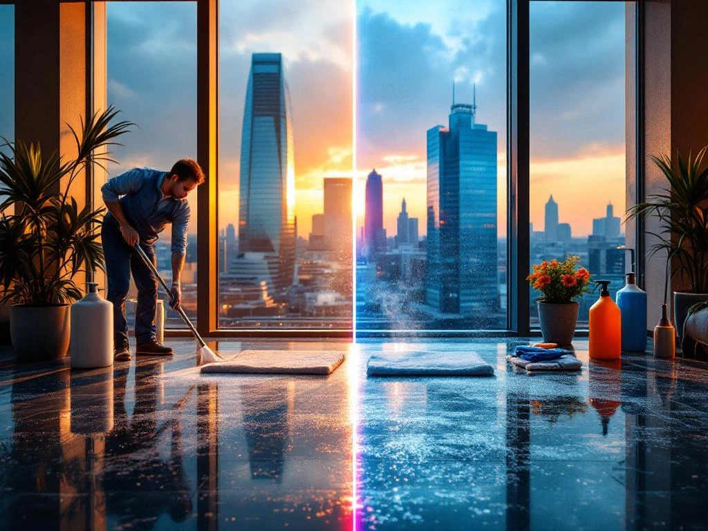Professionele schoonmaakdienst Amsterdam kantoor vergelijking: basis versus hoogwaardige schoonmaak met moderne apparatuur