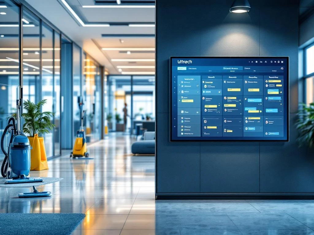 Schoonmaakbedrijf Utrecht kantoor met professionele apparatuur en digitaal personeelsplanningssysteem